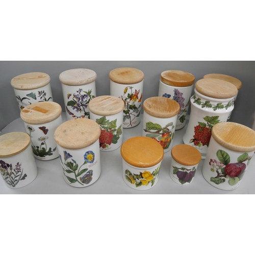 2110 - A collection of Portmeirion storage jars and spice jars with lids, 27, (2 boxes) **PLEASE NOTE THIS ... 