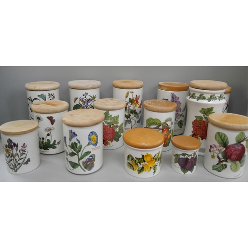 2110 - A collection of Portmeirion storage jars and spice jars with lids, 27, (2 boxes) **PLEASE NOTE THIS ... 