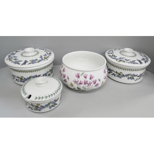 2111 - A collection of Portmeirion storage jars with lids and a fruit bowl, (8) **PLEASE NOTE THIS LOT IS N... 