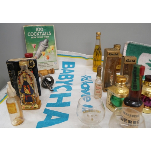 2113 - A collection of Babycham advertising items including glasses, alcohol miniatures, etc.