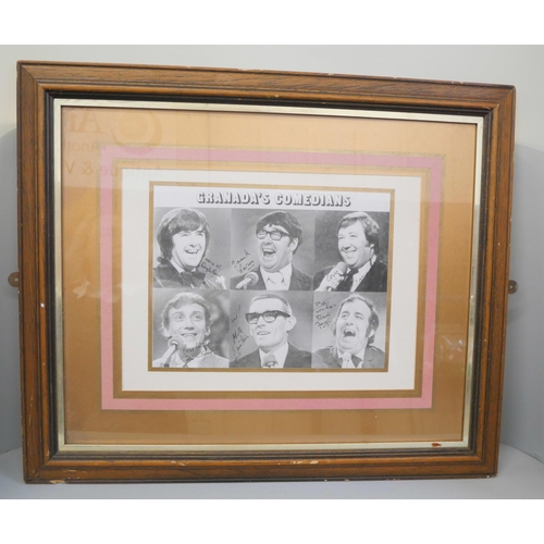 2128 - A large collection of signed comedian photographs and TV celebrities including Cannon and Ball, The ... 