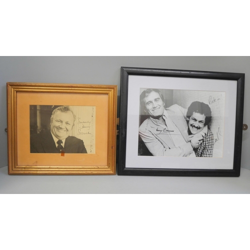 2128 - A large collection of signed comedian photographs and TV celebrities including Cannon and Ball, The ... 