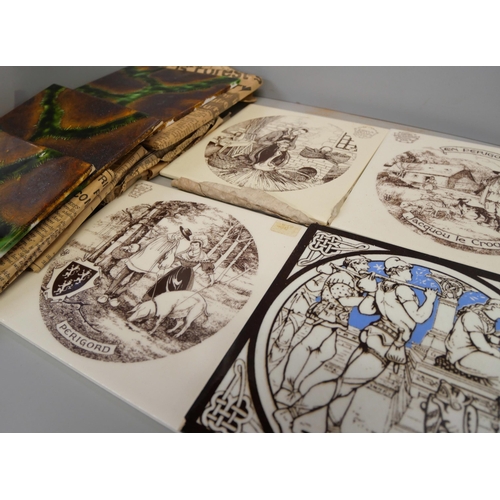 2141 - Collection of ceramic tiles, Danish and French, 16