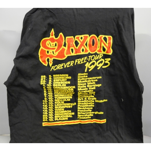 2142 - Three Saxon original concert T-shirts, originally owned by Graham Oliver of Saxon