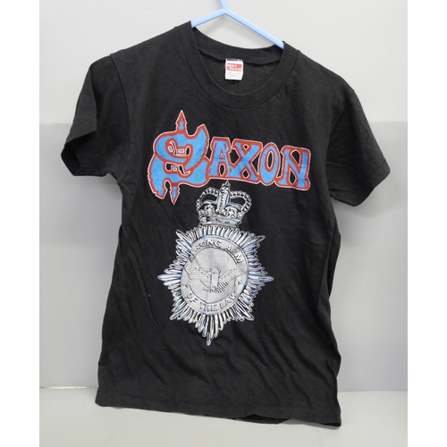 2142 - Three Saxon original concert T-shirts, originally owned by Graham Oliver of Saxon