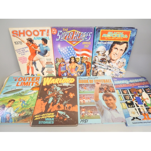 2145 - Fifteen annuals/books including Dr Who, Buck Rogers, Shoot