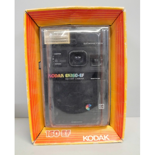 2159 - A Kodak EK160-EF instant camera and a Kodak 304 Instamatic camera, both boxed