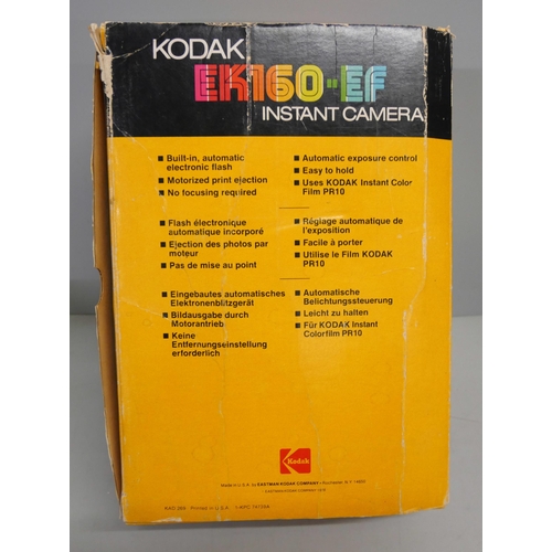 2159 - A Kodak EK160-EF instant camera and a Kodak 304 Instamatic camera, both boxed