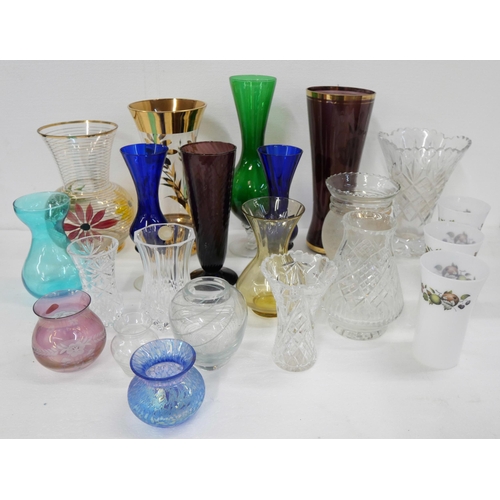 2175 - A collection of glassware comprising of wine glasses, cut glass vases and gilt vases **PLEASE NOTE T... 