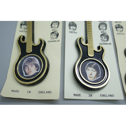 2195 - A set of five Rolling Stones guitar brooches