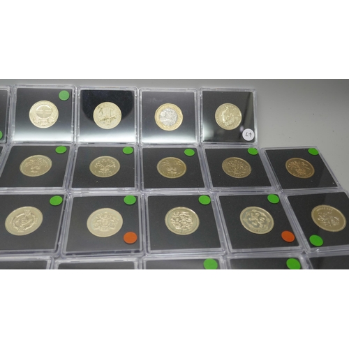 2198 - A collection of 60 proof and uncirculated £1 coins