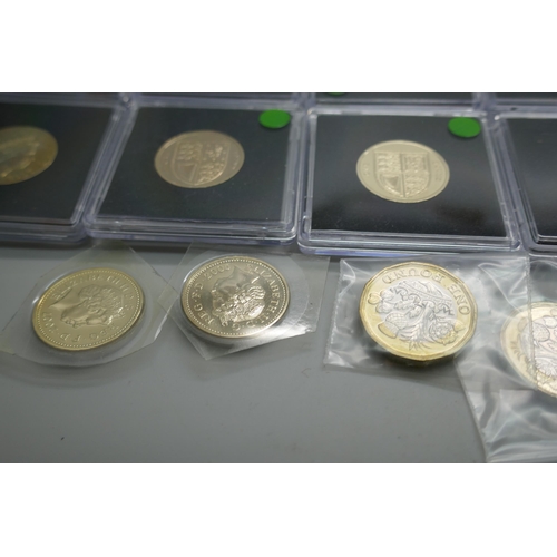 2198 - A collection of 60 proof and uncirculated £1 coins