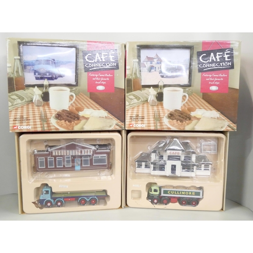 2214 - Six Corgi Cafe Connection die-cast model vehicles, featuring Famous Haulers' and their favorite truc... 