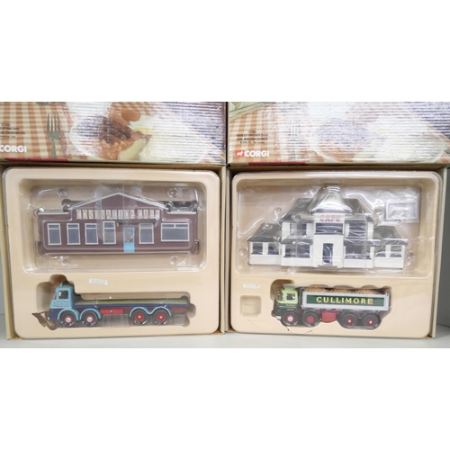 2214 - Six Corgi Cafe Connection die-cast model vehicles, featuring Famous Haulers' and their favorite truc... 