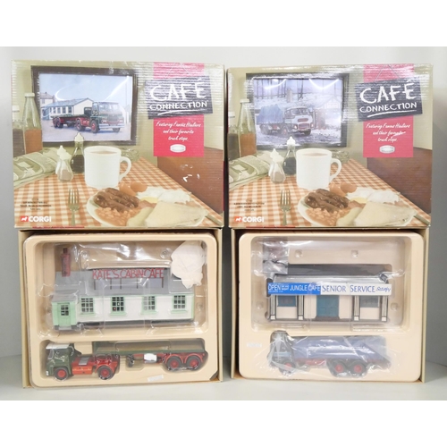 2214 - Six Corgi Cafe Connection die-cast model vehicles, featuring Famous Haulers' and their favorite truc... 