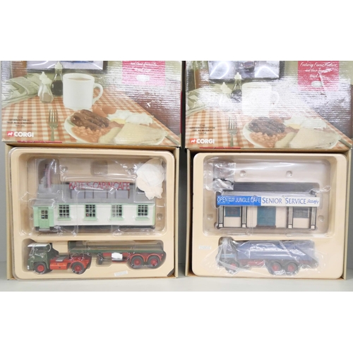 2214 - Six Corgi Cafe Connection die-cast model vehicles, featuring Famous Haulers' and their favorite truc... 