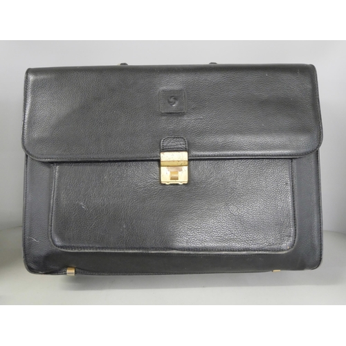 2237 - A vintage Samsonite leather briefcase and one other