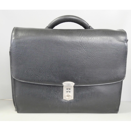 2237 - A vintage Samsonite leather briefcase and one other