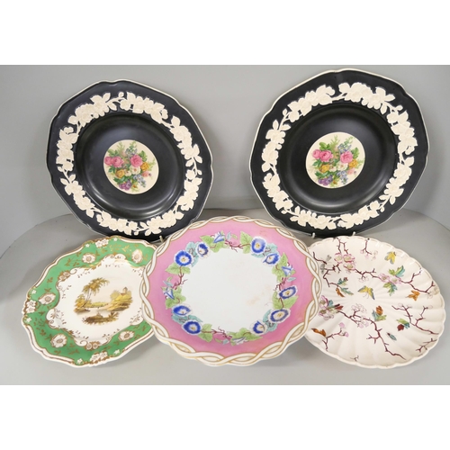 2242 - Two boxes of plates including Spode, Mason's etc., and a serving dish with lid, etc. **PLEASE NOTE T... 