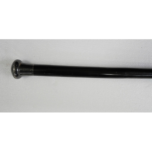 2245 - A silver topped ebonised walking cane