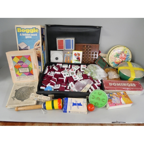 2248 - A box of vintage games, Mah-jong, Boggle, playing cards, solitaire, etc. **PLEASE NOTE THIS LOT IS N... 