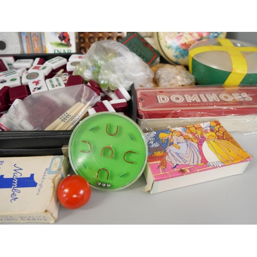 2248 - A box of vintage games, Mah-jong, Boggle, playing cards, solitaire, etc. **PLEASE NOTE THIS LOT IS N... 