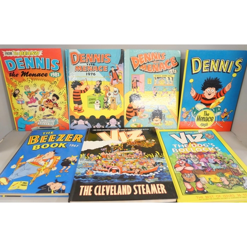 2250 - A collection of comic annuals comprising The Beezer book dating 1960s and 1970s, Sparky 1967, Dennis... 