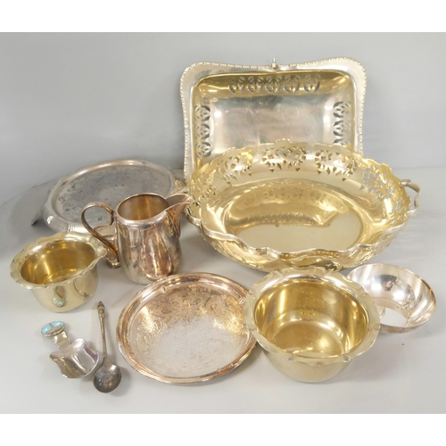 2251 - A collection of plated ware including two trays, teapot, pierced baskets, etc. **PLEASE NOTE THIS LO... 