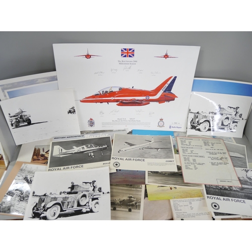 2254 - A collection of signed aircraft prints including 3 x Red Arrow Year 2000 with other flying ephemera/... 