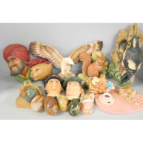 2259 - A collection of Bossons ceramic figures together with Pendelfin figures and agate eggs **PLEASE NOTE... 