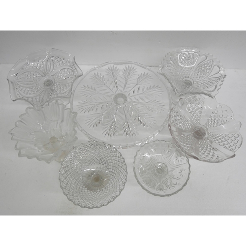 2273 - Two boxes of glassware comprising cake stands, shallow bowl, comports etc. **PLEASE NOTE THIS LOT IS... 