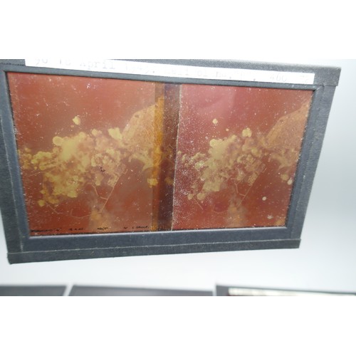 2192A - A collection of British World War II aerial reconnaissance stereoscopic glass and plastic slides, mo... 