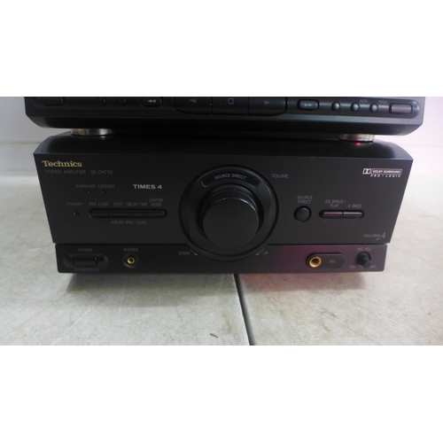 5151 - A Technics Hi-fi system including SE-CH730 stereo amp, R5-CH730 stereo cassette deck, SL-CH530 compa... 