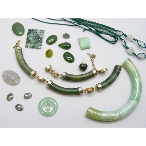 7100 - A collection of jade, unmounted plaques etc.