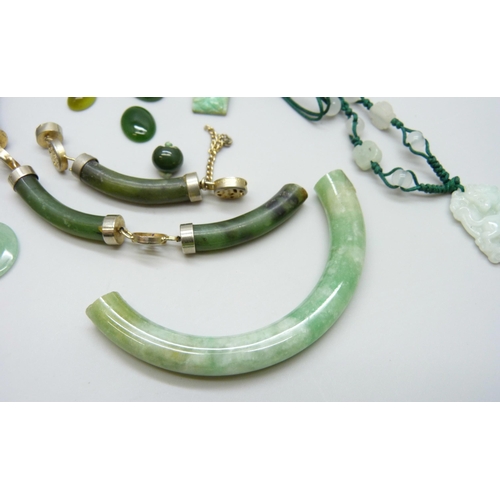 7100 - A collection of jade, unmounted plaques etc.