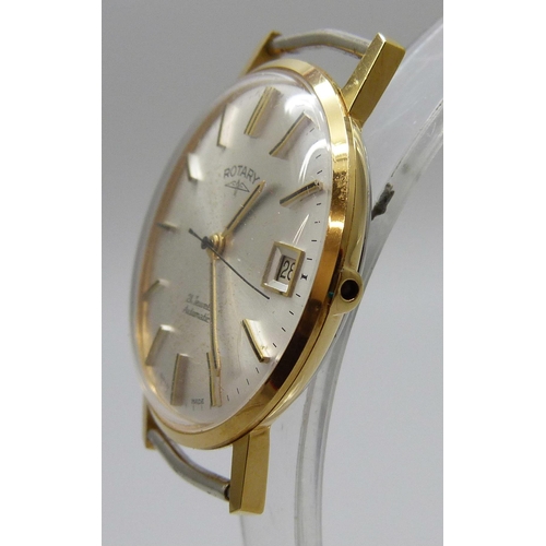 7165 - A gentleman's Rotary automatic wristwatch with date, 32mm lacking crown