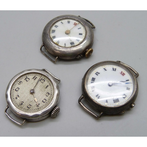 7167 - Four lady's silver cased wristwatches