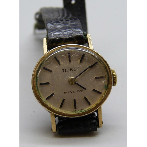 7171 - A lady's stainless steel Universal Geneve wristwatch head, 20mm, and a lady's Tissot wristwatch