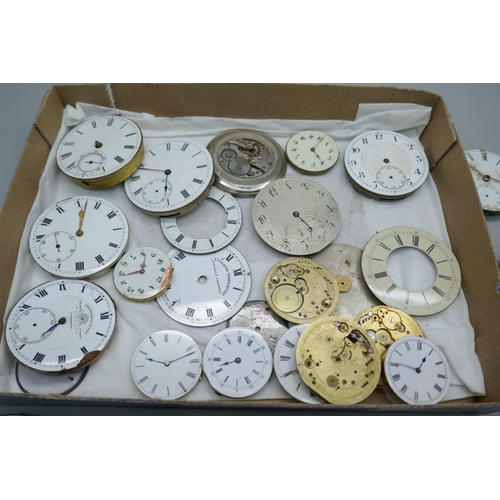 7182 - A collection of pocket watch and wristwatch movement and dials