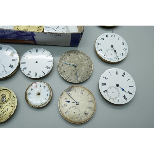 7182 - A collection of pocket watch and wristwatch movement and dials