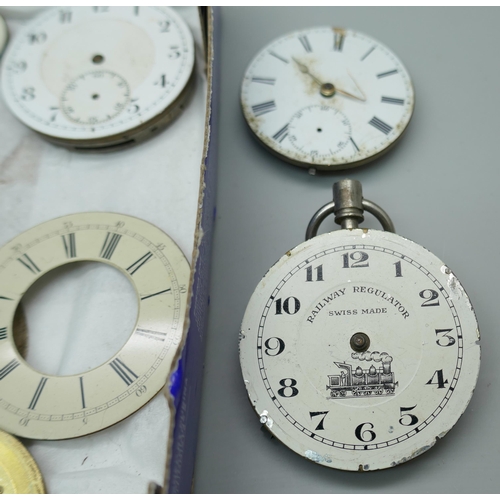 7182 - A collection of pocket watch and wristwatch movement and dials