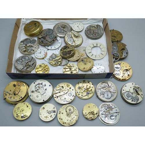 7182 - A collection of pocket watch and wristwatch movement and dials