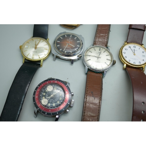 7184 - A lady's 9ct gold cased wristwatch and a collection of vintage wristwatches