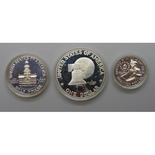 7189 - Coins; U.S.A 1976 Bicentennial Proof Set (dollar, ½ dollar, ¼ dollar)