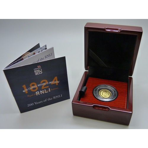 7190 - A gold 200 Years of Anniversary of RNLI 2024 UK 1/10oz UK coin, number 20 out of 510