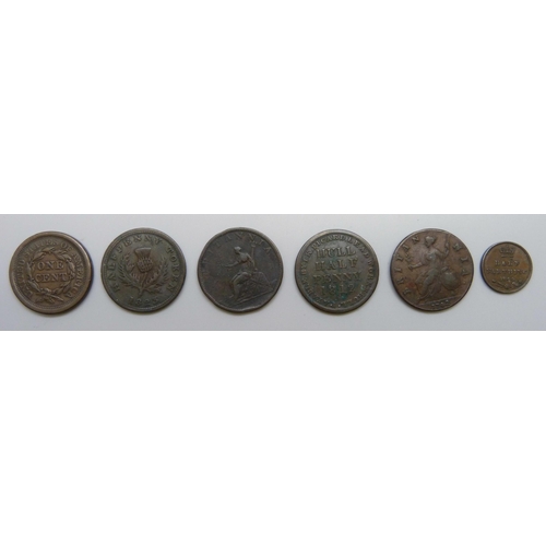 7212 - A collection of 18th and 19th Century coins including a 1844 half farthing and a George II half penn... 