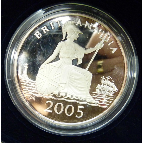 7214 - Coins; 5oz 2005 Silver Proof 'Red Arrows' Britannia with certificate. 999/1000 hallmarked, 2oz 2003 ... 