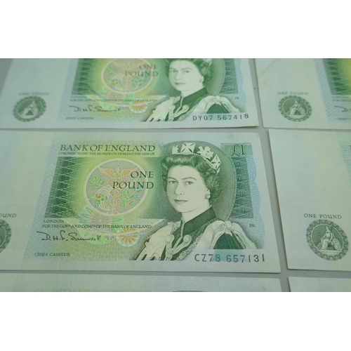 7222 - Six unused £1 notes