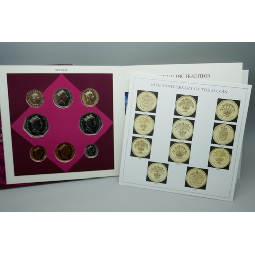 7224 - The Royal Mint 1993 UK brilliant uncirculated coin collection, 8 coins with The Rare EEC 50 pence, (... 