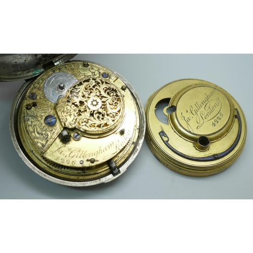 7238 - An early 19th Century pocket watch by JA Gillingham, London